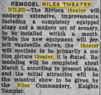 Riviera Theatre - 15 FEB 1927 REMODELED